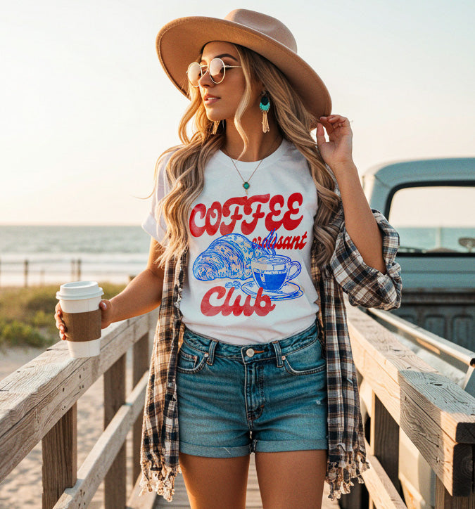 Coffee Croissant Club Unisex T-Shirt