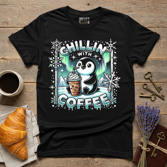 Penguin Chillin with Coffee Unisex T-Shirt