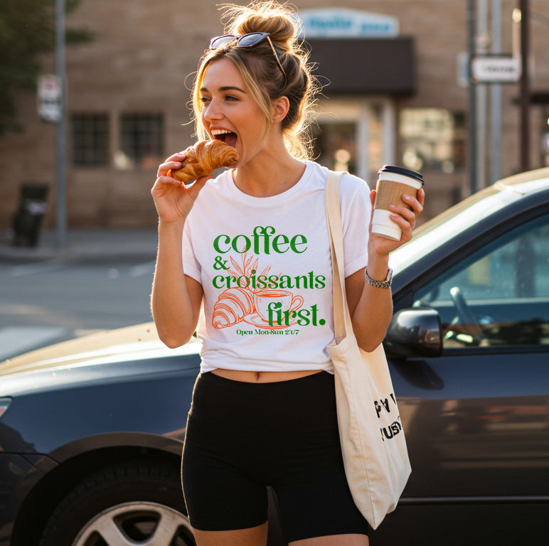 Coffee & Croissants First Unisex T-Shirt