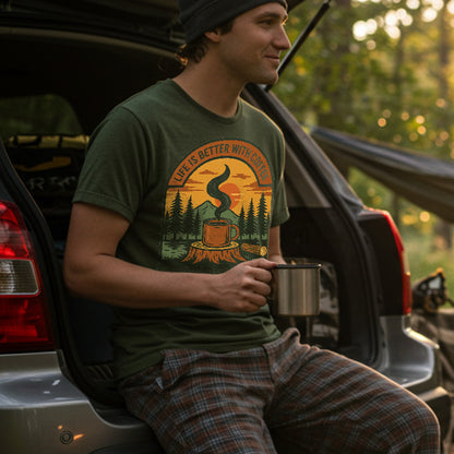 Outdoors Is Better With Coffee Unisex T-Shirt